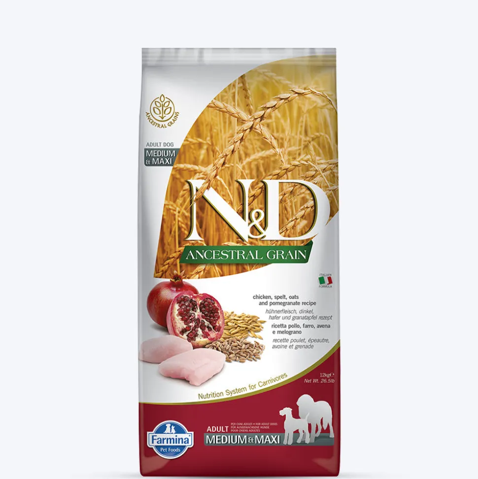 Farmina N&D Ancestral Grain Medium & Maxi Breed Dry Adult Dog Food - Chicken & Pomegranate
