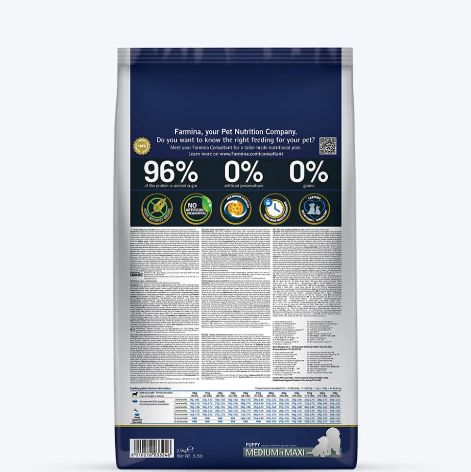 Farmina N&D Grain Free Pumpkin Lamb & Blueberry Medium & Maxi Breed Dry Puppy Food