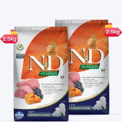 Farmina N&D Grain Free Pumpkin Lamb & Blueberry Medium & Maxi Breed Dry Puppy Food