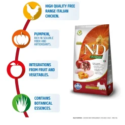 Farmina N&D Pumpkin Chicken & Pomegranate Grain Free Mini Breed Dry Adult Dog Food