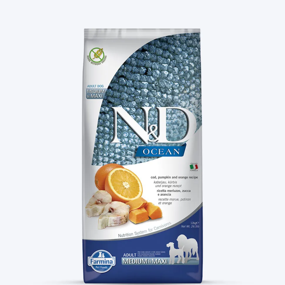 Farmina N&D Pumpkin Codfish & Orange Grain Free Medium & Maxi Breed Dry Adult Dog Food