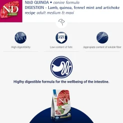 Farmina N&D Quinoa Digestion Lamb Medium & Maxi Breed Dry Adult Dog Food