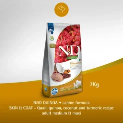 Farmina N&D Quinoa Quail, Coconut & Turmeric (Skin & Coat) Medium & Maxi Breed Dry Adult Dog Food