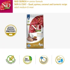 Farmina N&D Quinoa Quail, Coconut & Turmeric (Skin & Coat) Medium & Maxi Breed Dry Adult Dog Food