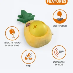 FOFOS Cute Pineapple Treat Dispensing & Squeaky Chew Dog Toy - Yellow