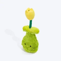 FOFOS Garden Tulip Squeaky Plush Toy For Dog - Green & Yellow