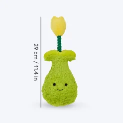 FOFOS Garden Tulip Squeaky Plush Toy For Dog - Green & Yellow