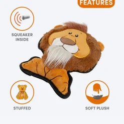 FOFOS Lion Safari Line Squeaky Plush Toy For Dog - Brown