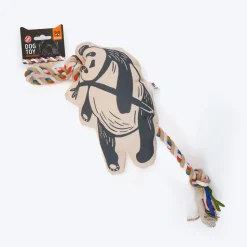 FOFOS Panda Squeaky With Flossy Rope Dog Toy - Black