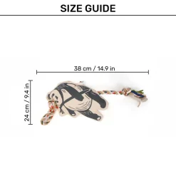 FOFOS Panda Squeaky With Flossy Rope Dog Toy - Black