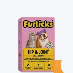 Furlicks Hip & Joint Peanut Butter Pet Oral Supplement For Cat and Dog - 45g (30 Strips)