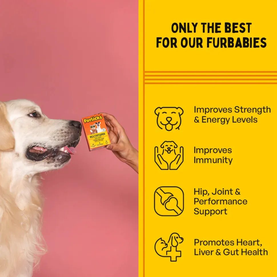 Furlicks Multivitamin Strawberry Oral Supplement For Cat and Dog - 45g (30 Strips)