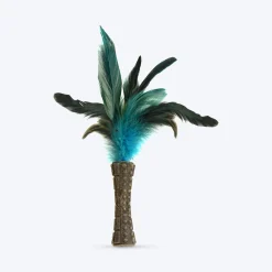 GiGwi Catnip Johnny Stick Cat Toy (with Natural Feathers) - Blue