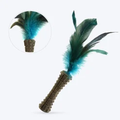GiGwi Catnip Johnny Stick Cat Toy (with Natural Feathers) - Blue
