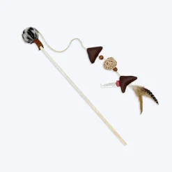 GiGwi Eco line Feather Teaser With Silvervine Leaves And Leatherette Cat Toy