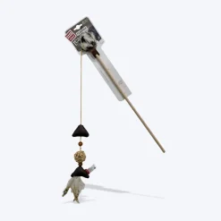 GiGwi Eco line Feather Teaser With Silvervine Leaves And Leatherette Cat Toy