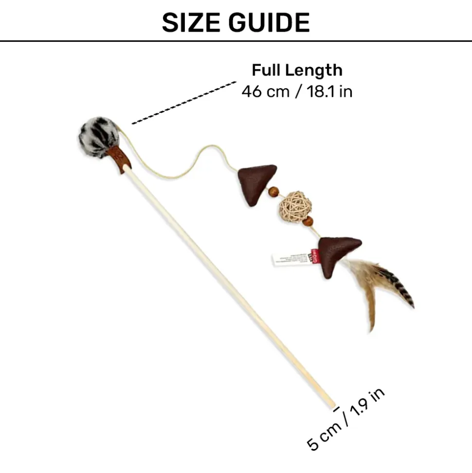 GiGwi Eco line Feather Teaser With Silvervine Leaves And Leatherette Cat Toy