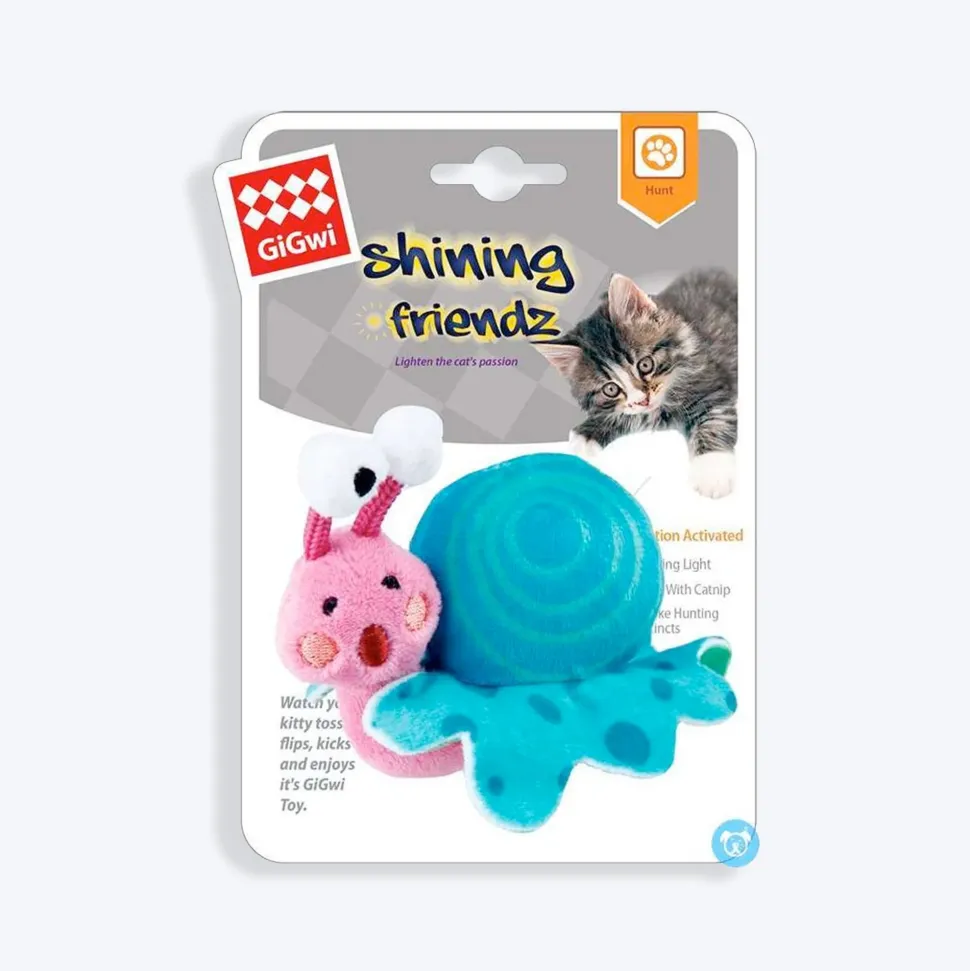 GiGwi Shining Friends Snail with Activated LED Light & Catnip Inside Toy For Cat