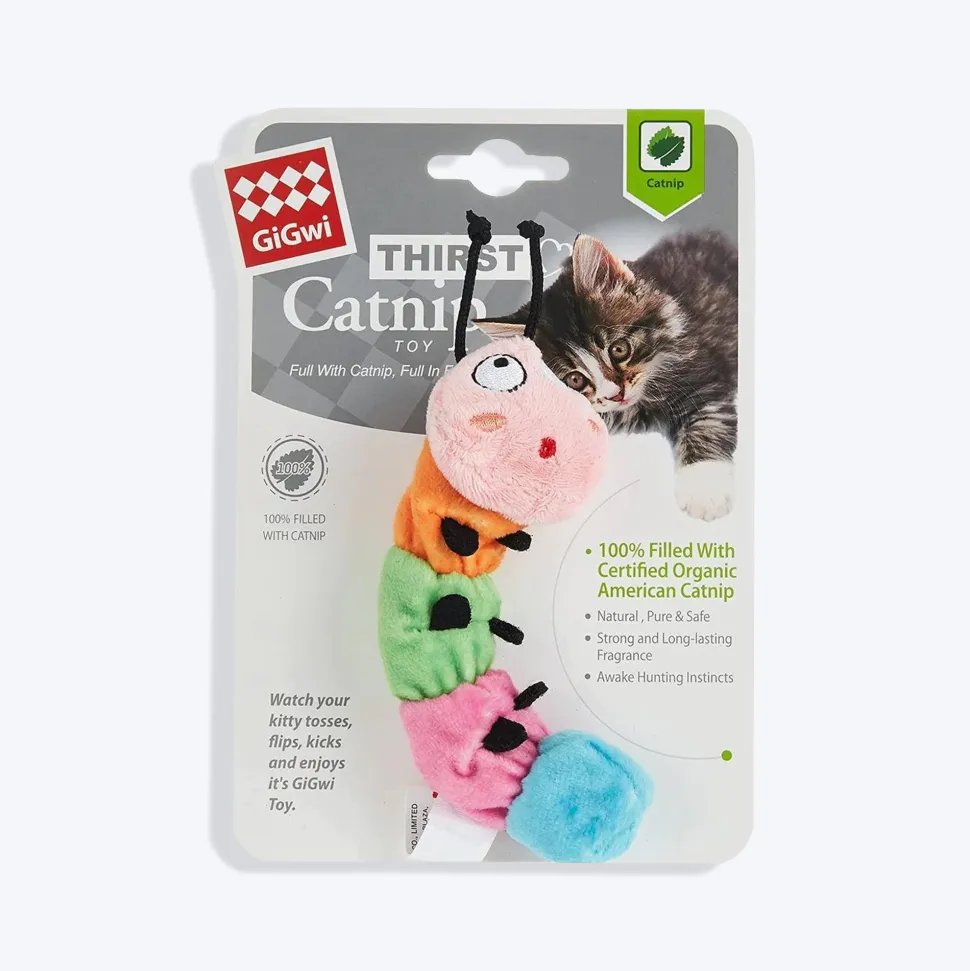 GiGwi Thirsty Catnip Cat Toy - Caterpillar Filled with 100% organic Catnip inside