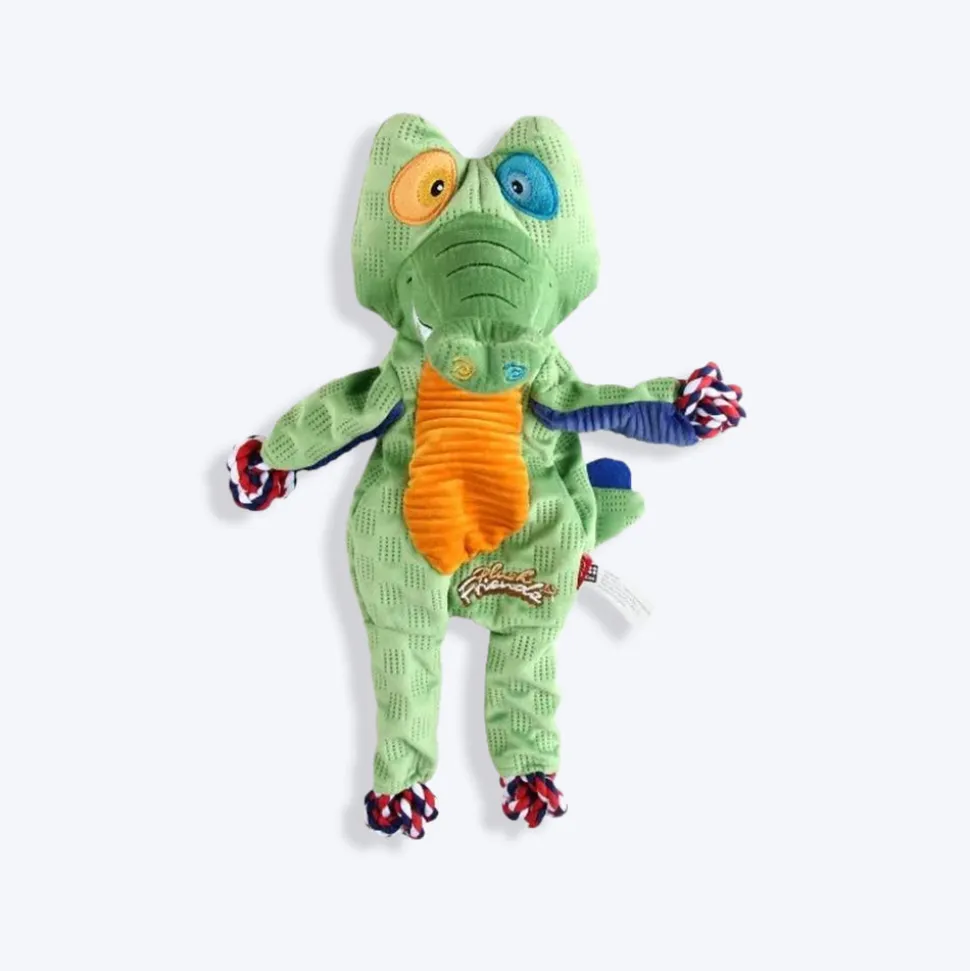 GiGwi Crocodile Friendz Rope With Squeaker Plush Dog Toy - Green - M