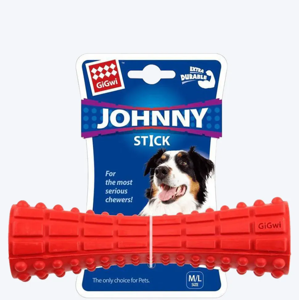 GiGwi Extra Durable Johnny Stick (Solid) Dog Chew Toy - Red