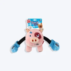 GiGwi Pig Rock Zoo King Boxer With Squeaker Dog Toy - Pink - S