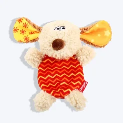 GiGwi Plush Friendz Dog Toy with Refillable Squeaker - Dog - Grey/Red