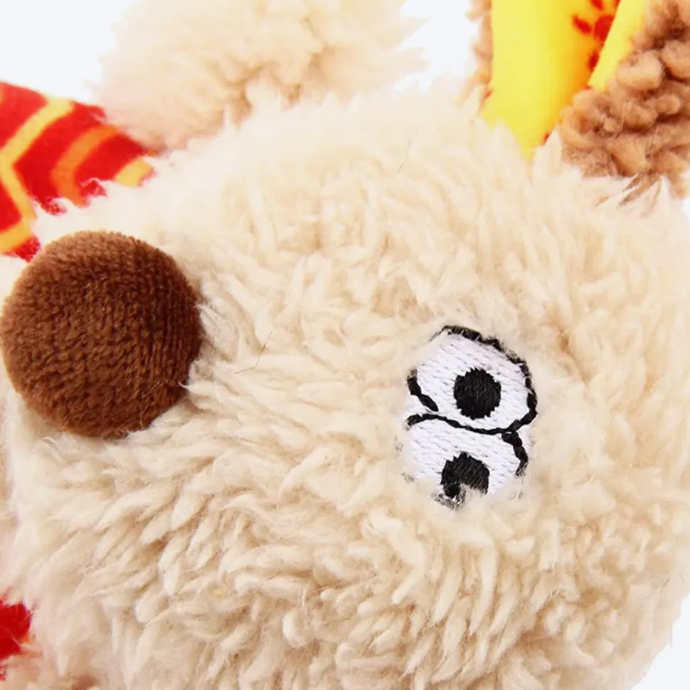 GiGwi Plush Friendz Dog Toy with Refillable Squeaker - Dog - Grey/Red