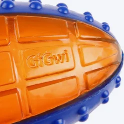 GiGwi Push To Mute Dog Chew Toy - Rugby Ball (Solid/Transparent) - Blue/Orange
