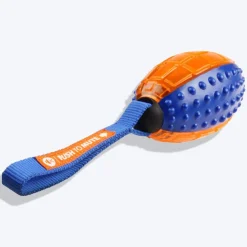 GiGwi Push To Mute Dog Chew Toy - Rugby Ball (Solid/Transparent) - Blue/Orange