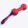 GiGwi Push To Mute Dog Chew Toy - Dumbbell (Solid) - Red/Purple