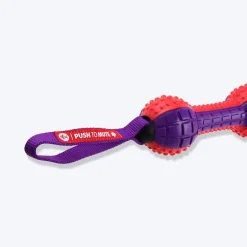 GiGwi Push To Mute Dog Chew Toy - Dumbbell (Solid) - Red/Purple