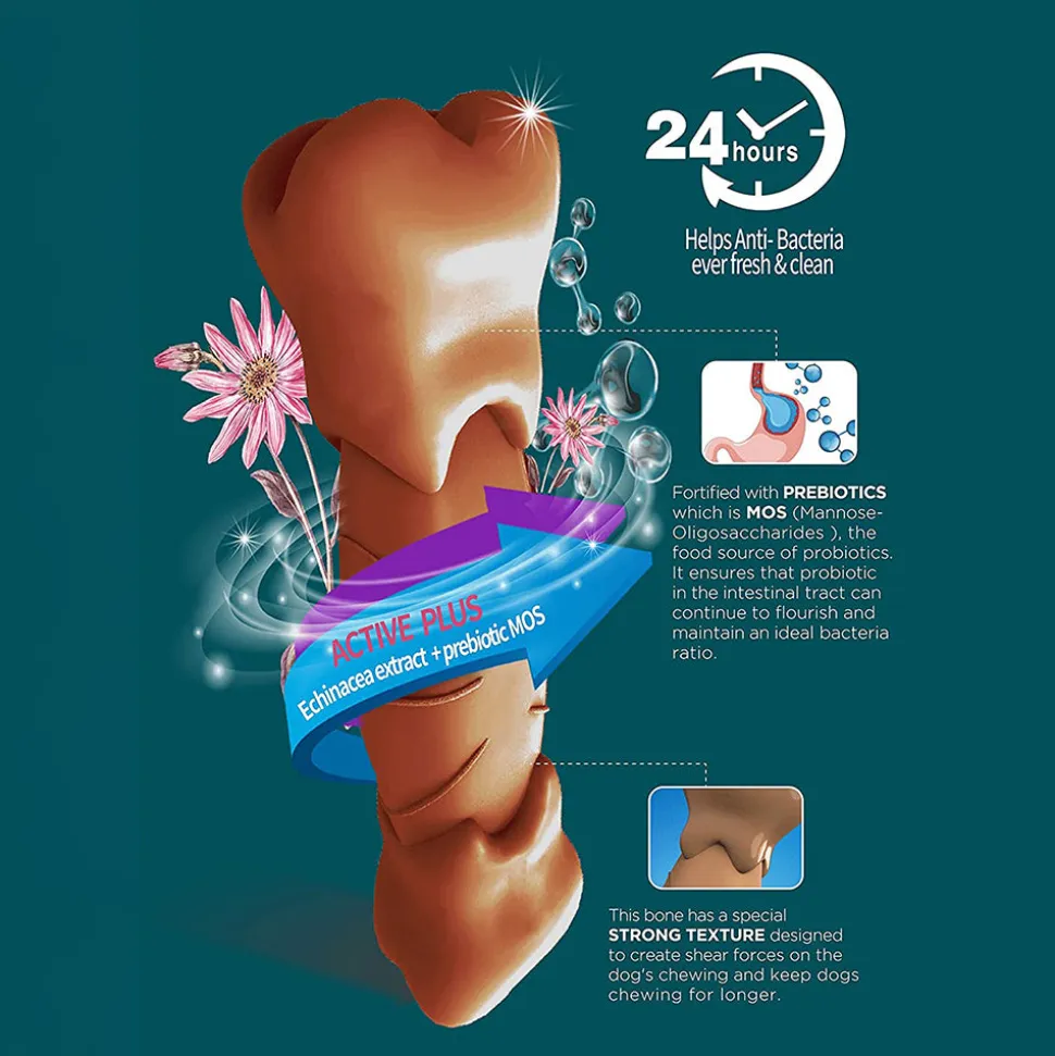 Gnawlers Digest More Plus Prebiotics Dental Chew Bone for Dogs