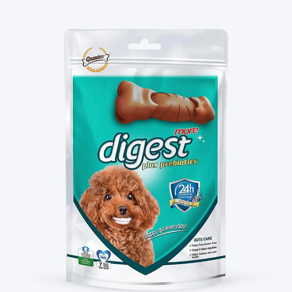 Gnawlers Digest More Plus Prebiotics Dental Chew Bone for Dogs