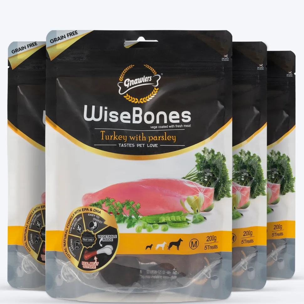 Gnawlers Wisebones Dog Treat - Turkey with Parsley - 200 g