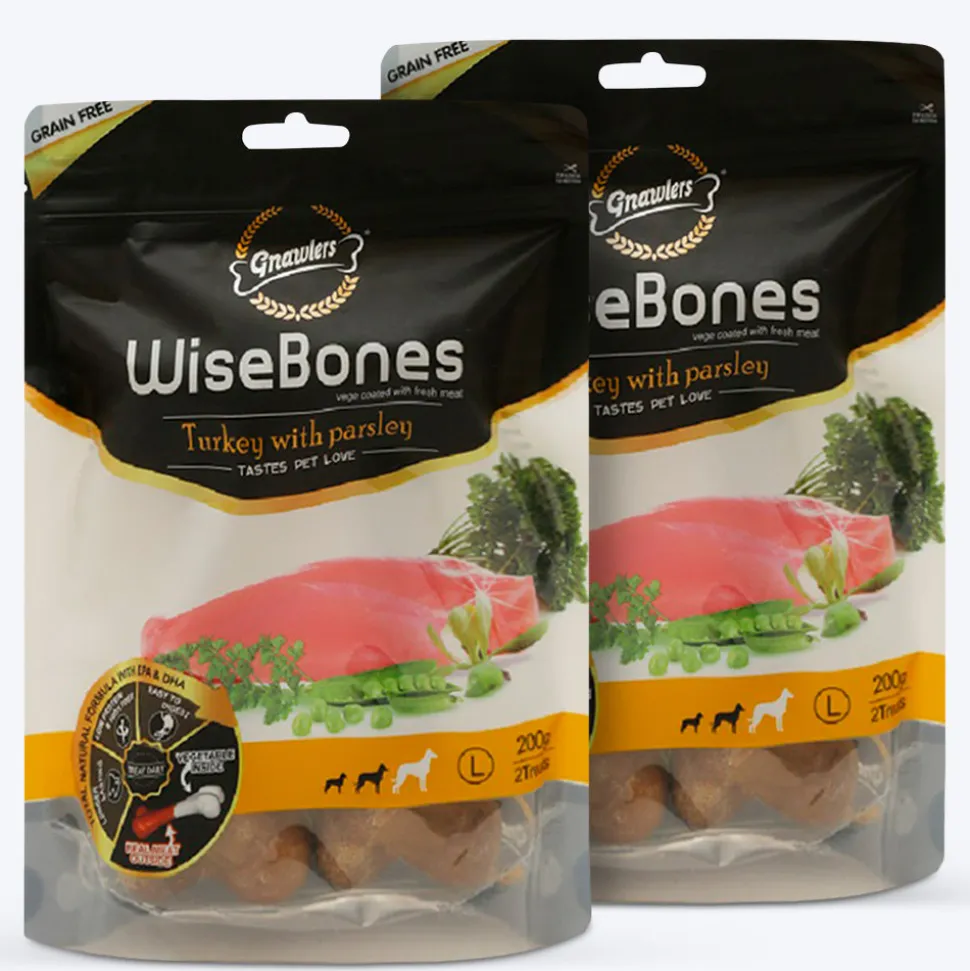 Gnawlers Wisebones Dog Treat - Turkey with Parsley - 200 g