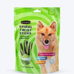 Goodies Spiral Twist Sticks Chlorophyll & Mint Flavour For Dogs - 450 g