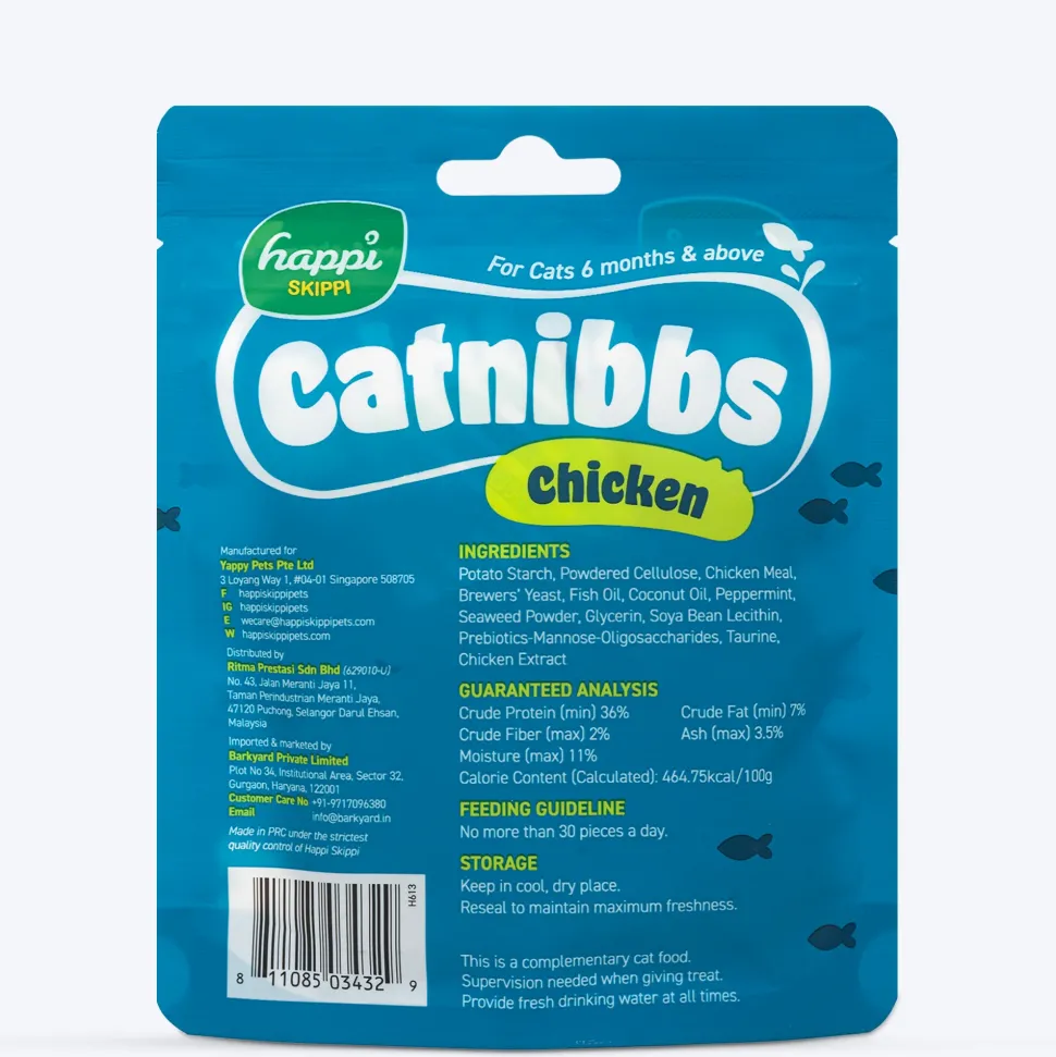 Happi Skippi Catnibbs Chicken Dental Chewy & Yummy Cat Treat - 60 gm (Best Before September'26)