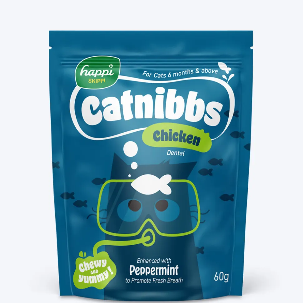 Happi Skippi Catnibbs Chicken Dental Chewy & Yummy Cat Treat - 60 gm (Best Before September'26)