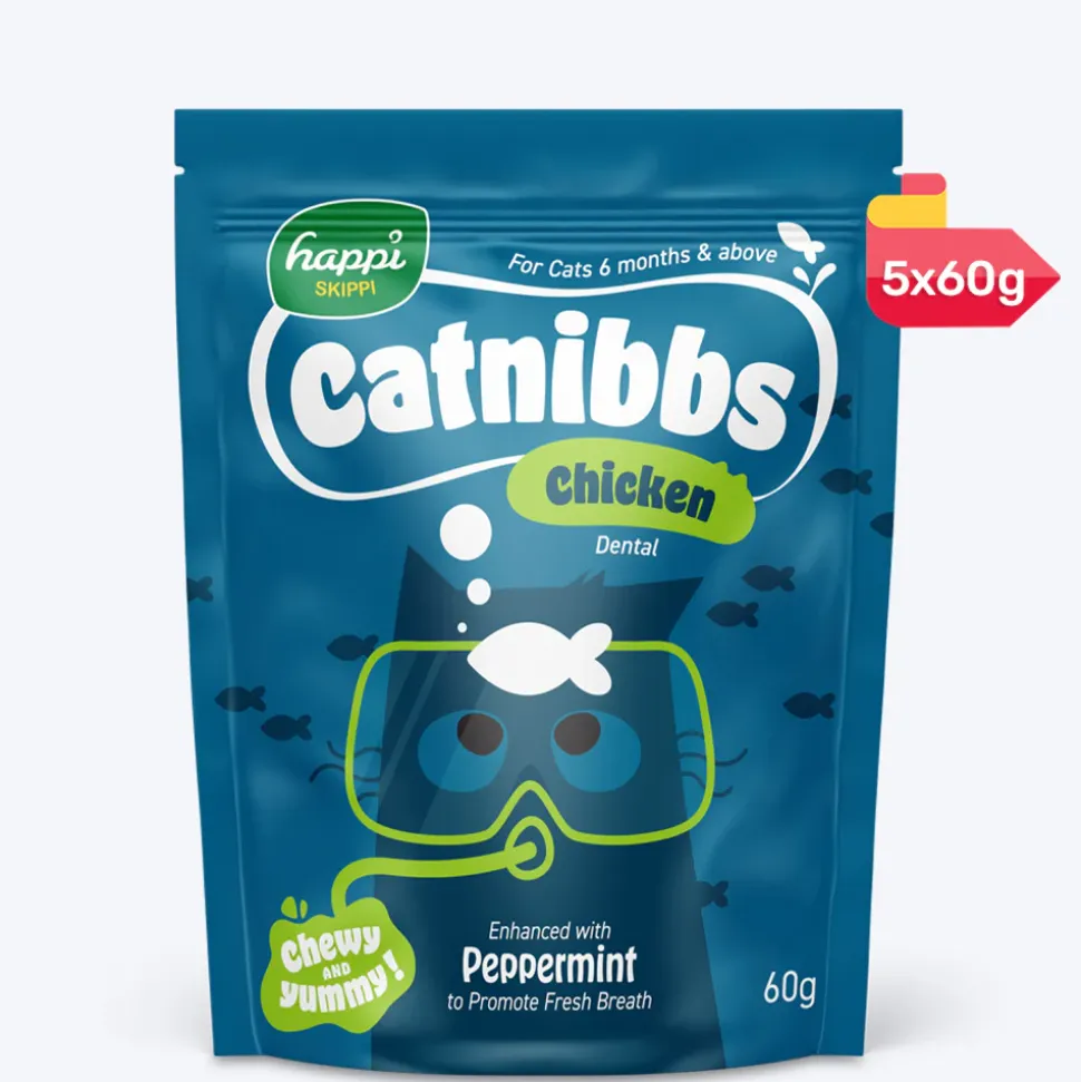 Happi Skippi Catnibbs Chicken Dental Chewy & Yummy Cat Treat - 60 gm (Best Before September'26)