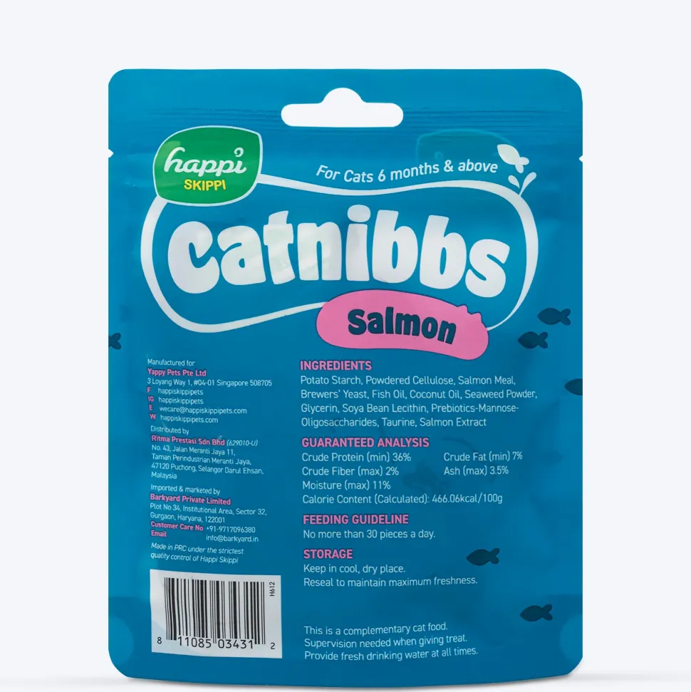 Happi Skippi Catnibbs Salmon Shiny Coat Chewy & Yummy Cat Treat - 60 gm (Best Before September'26)