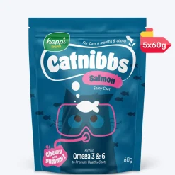 Happi Skippi Catnibbs Salmon Shiny Coat Chewy & Yummy Cat Treat - 60 gm (Best Before September'26)