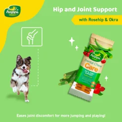 Happi Doggy Vegetarian Dental Chew - Care (Hip & Joint Support) Rosehip & Okra - Petite - 2.5 inch - 150 g - 18 Pieces