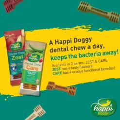Happi Doggy Vegetarian Dental Chew - Care (Hip & Joint Support) Rosehip & Okra - Petite - 2.5 inch - 150 g - 18 Pieces