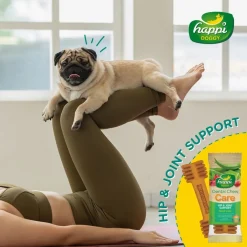 Happi Doggy Vegetarian Dental Chew - Care (Hip & Joint Support) Rosehip & Okra - Petite - 2.5 inch - 150 g - 18 Pieces