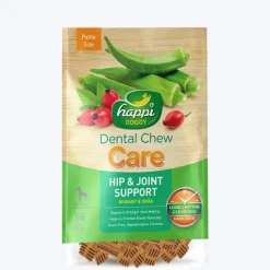 Happi Doggy Vegetarian Dental Chew - Care (Hip & Joint Support) Rosehip & Okra - Petite - 2.5 inch - 150 g - 18 Pieces