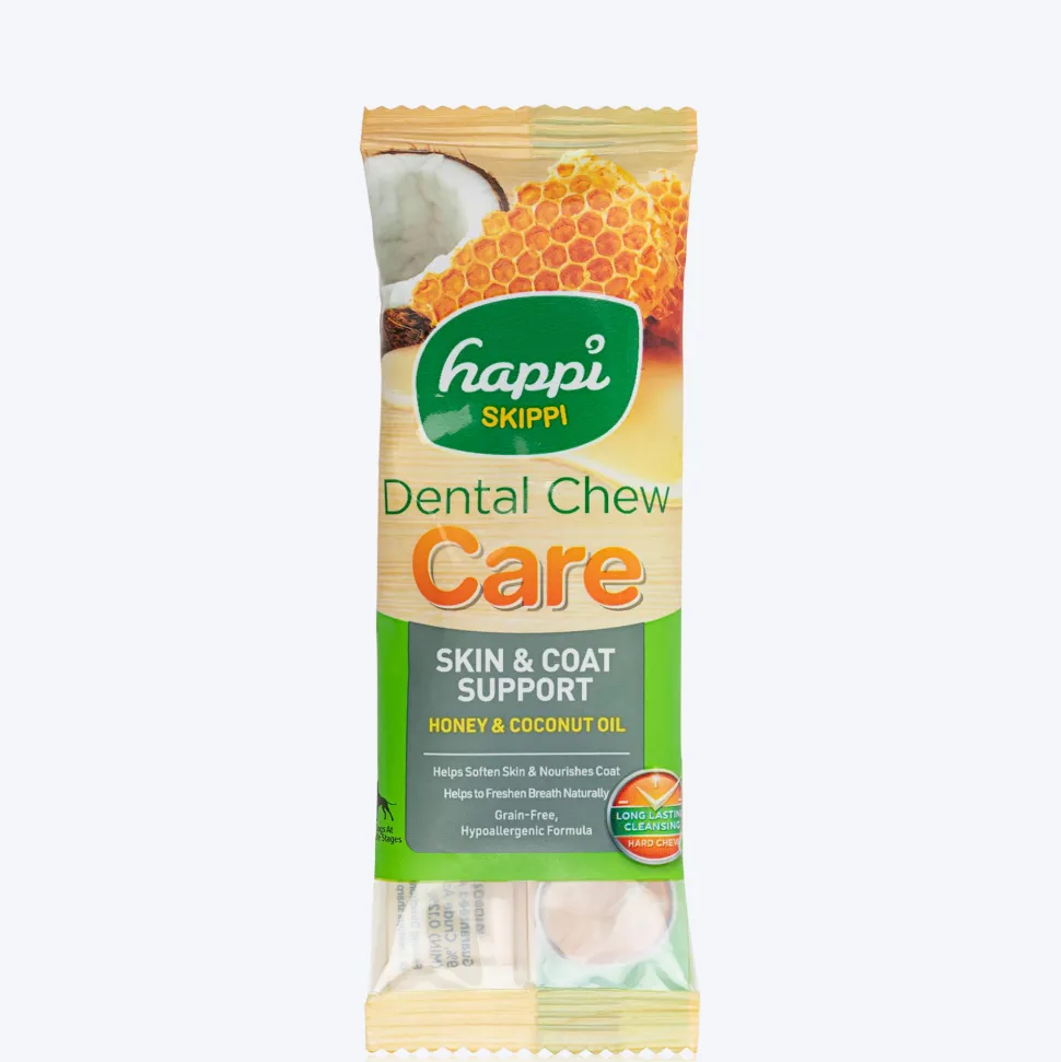 Happi Skippi Dental Chew Care Skin & Coat Support Honey & Coconut Oil Dog Treats - 4 inch - 25 gm