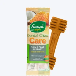 Happi Skippi Dental Chew Care Skin & Coat Support Honey & Coconut Oil Dog Treats - 4 inch - 25 gm