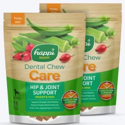 Happi Skippi Dental Chew Care Rosehip & Okra Grain Free Treats For Dog - Petite 2.5 inch - 150 gm