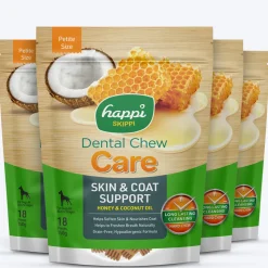 Happi Skippi Dental Chew Skin & Coat Support Honey & Coconut Oil Dog Treat - Petite 2.5 inch - 150 gm